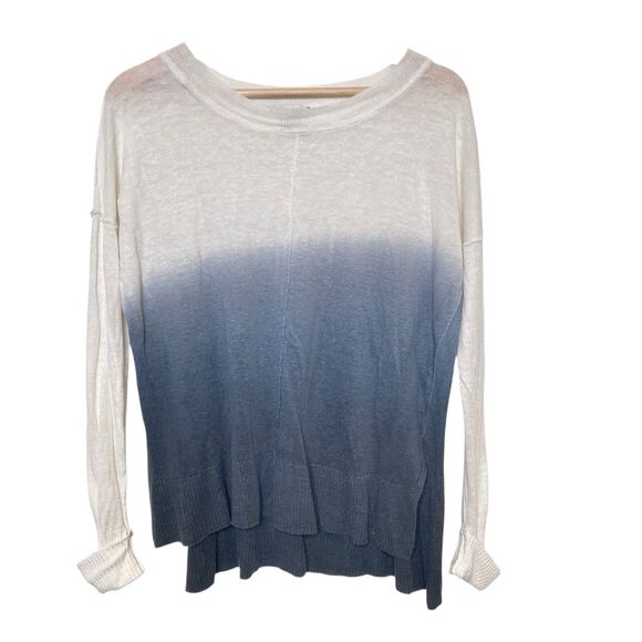 Vertical Design Petite Tiedye Linen Knit Long Sleeve Sweater Size MP Tunic Top - Picture 1 of 10